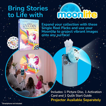 Moonlite Storytime Single Story - Uni the Unicorn and the Dream Come True - Vibrant Storybook Art Projections with Playful Sound Effects & Background