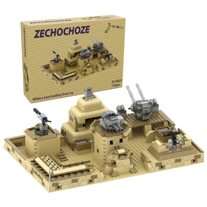 ZECHOCHOZE 1000+ Pcs Military Base Building Brick Sets for Army Mini Figure War Accessories, Include Defence Base Guard Tower, Various Heavy Weapons