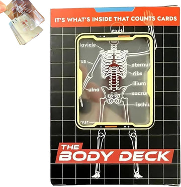 AKLOZYX The Body Deck Transparent Anatomy Playing Cards, 3D Skeleton Design, Educational Card Game, 54 Cards (1 Pack)