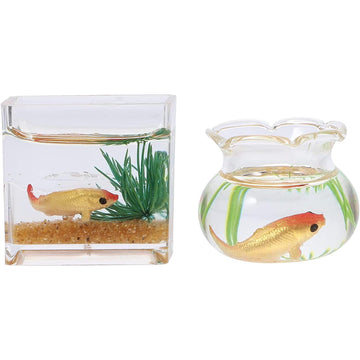 2Pcs 1/12 Scale Accessories Dollhouses Fish Tank?1: 12 Scale Miniature Fish Bowl Miniature Dollhouse Accessories for Garden Scene Decor Desktop