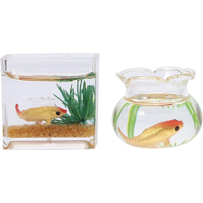 2Pcs 1/12 Scale Accessories Dollhouses Fish Tank?1: 12 Scale Miniature Fish Bowl Miniature Dollhouse Accessories for Garden Scene Decor Desktop