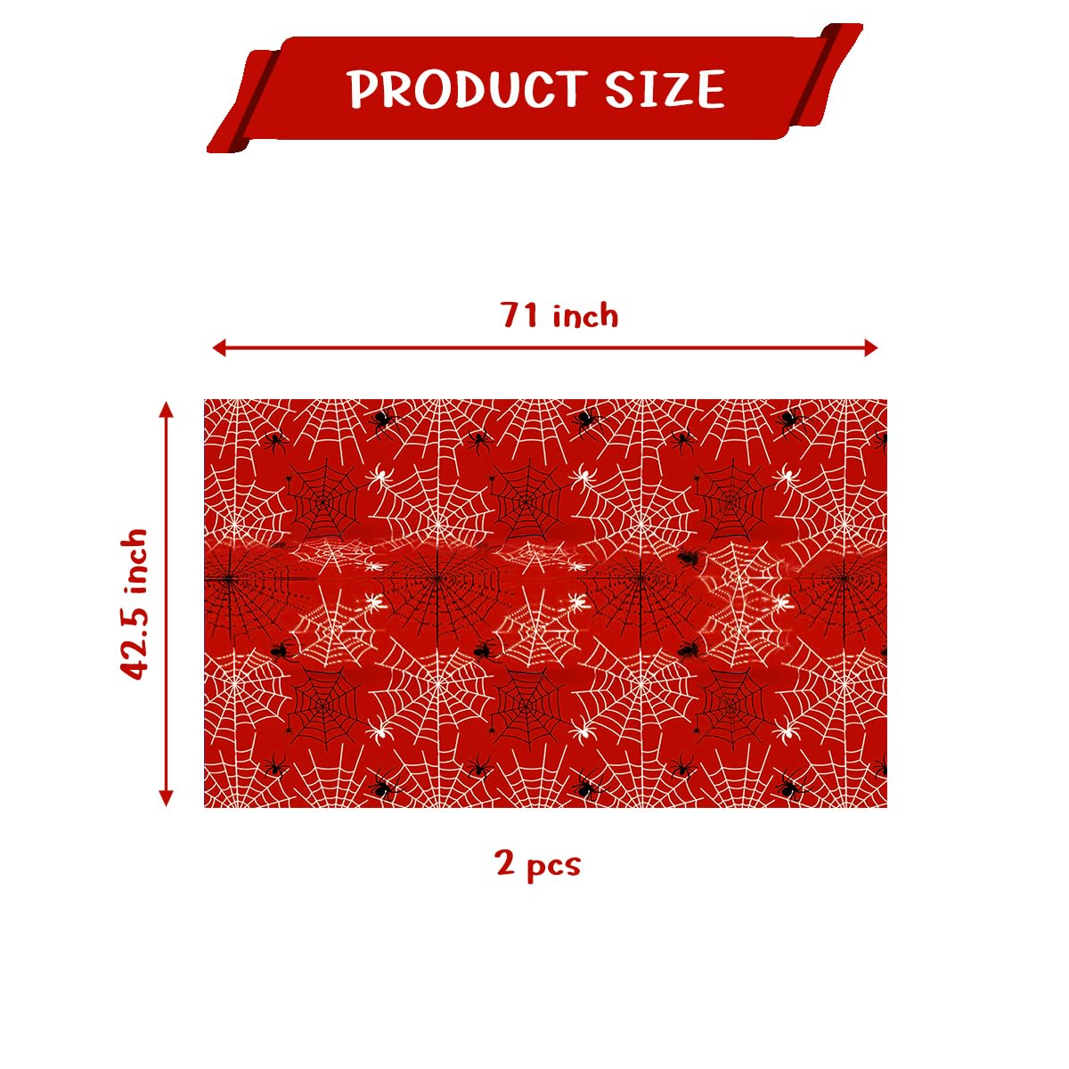 YTHKJS 2Pcs Red Spiderweb Party Tablecloth|70.8 x 42.5 Inch| Spiderweb Birthday Party Supplies (Red)
