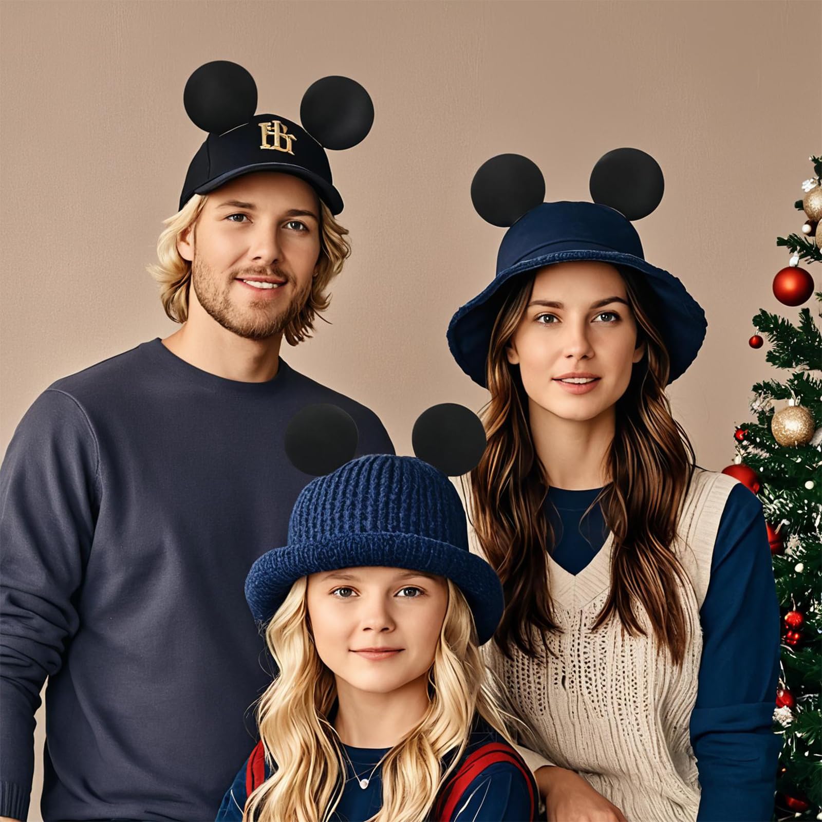 4 Pcs Magnetic Mouse Ears for Hats, Removable Magnet Minni Ear for Cap, Interchangeable Mouse Ears for Baseball Hat, Clip-On Hat Accessory, Adults