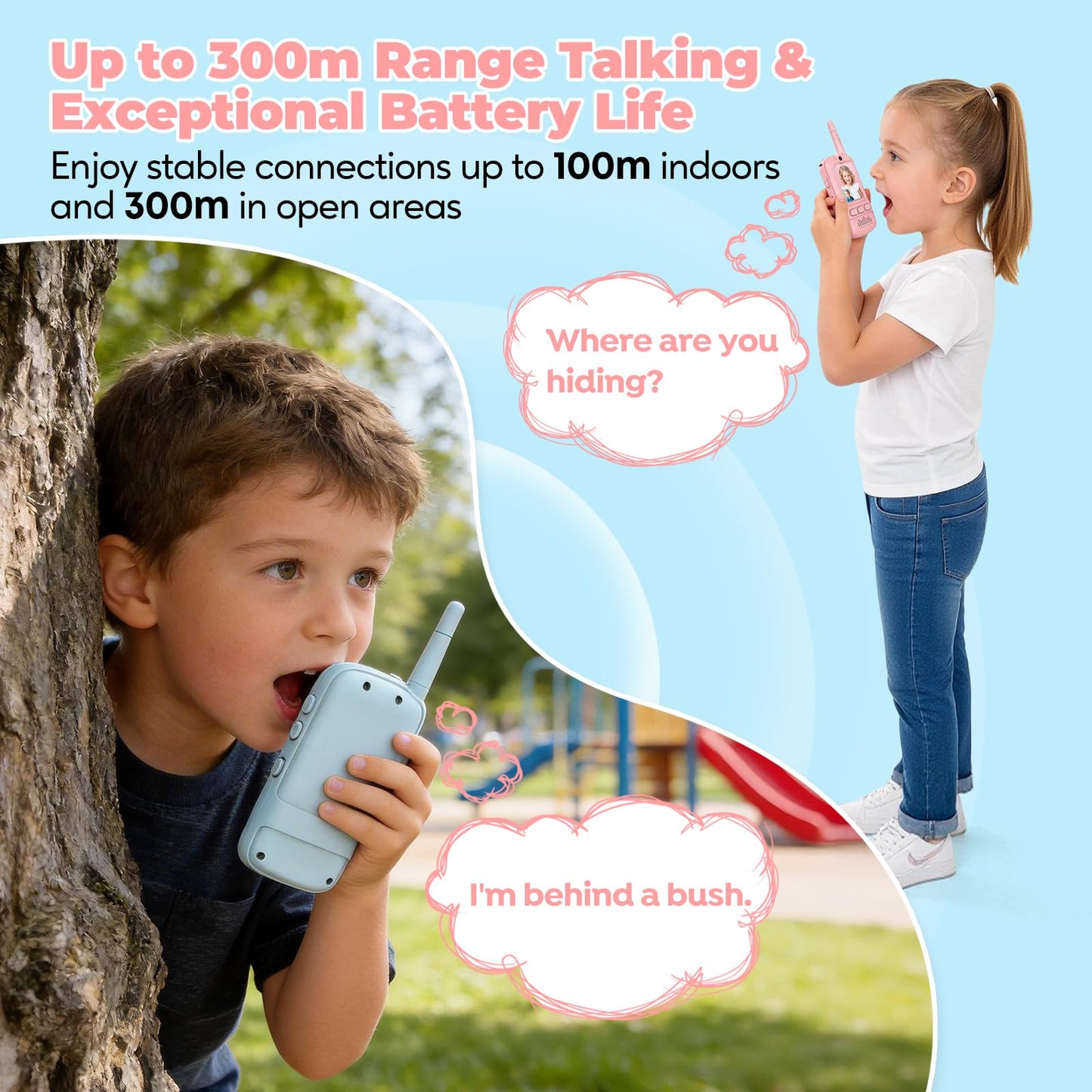 iYeHo Video Walkie Talkies for Kids,2 Pack-Kids Video Call Device with HD Camera,Filters,Emojis,Voice Changer & Voice Message,Auto Pairing, Durable