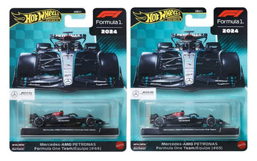 Hot Wheels Premium Formula 1 2024 Mercedes-AMG Petronas F1 Team Die-Cast Car Collection, Metal Model Cars #44 and #63