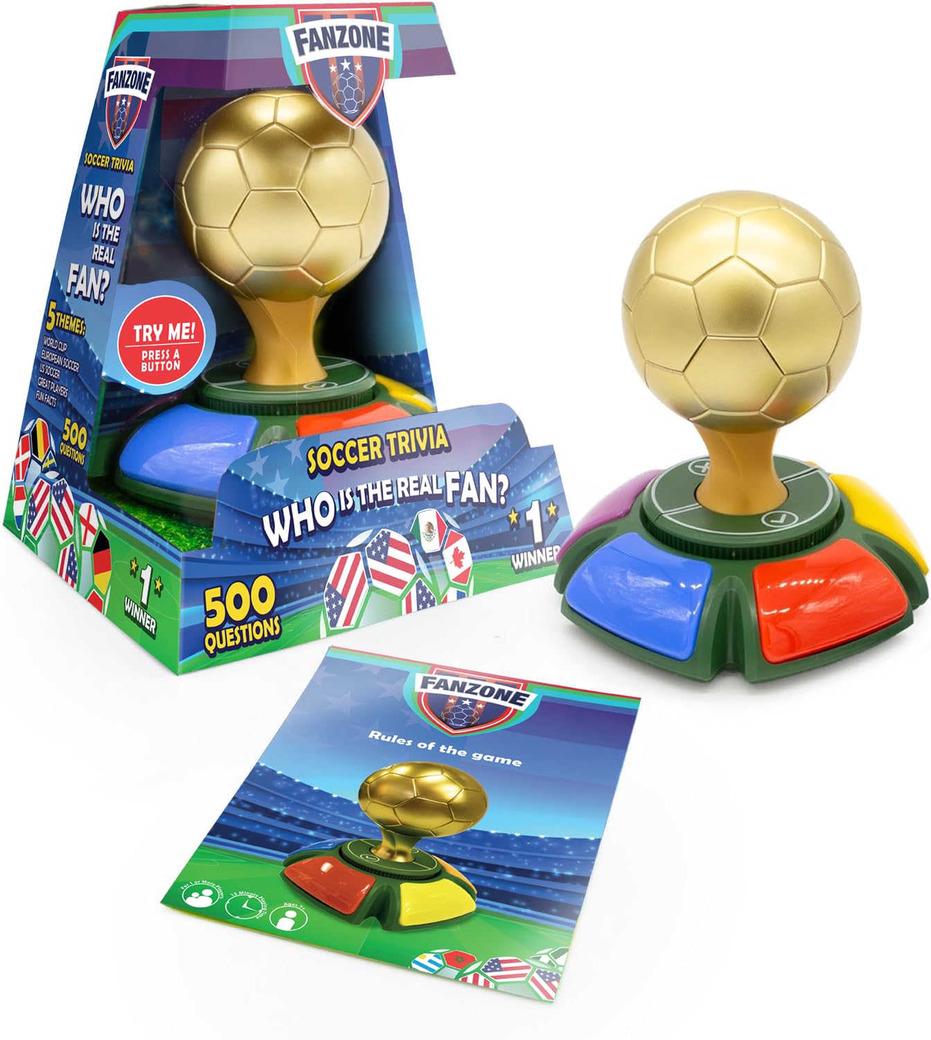 Ultra Pro Fanzone Soccer Trivia Game - Who is The Real Fan? Soccer Ball Games | for Passionate Soccer Fans | Soccer Toys with Virtual Game Master, 2-5