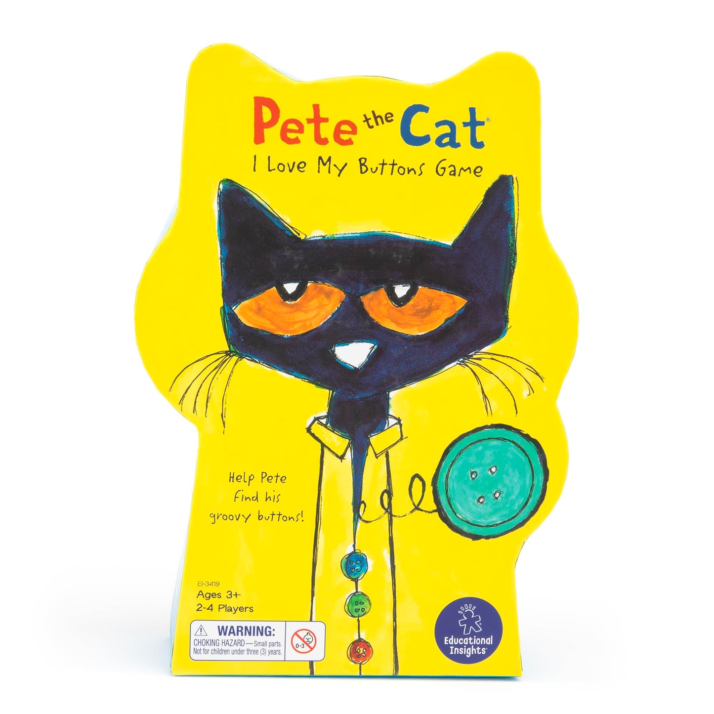 Educational Insights Pete The Cat I Love My Buttons Game - Shape Matching Games for Toddlers 3-5, Turn-Taking Kids Games, Toddler Fine Motor Skills
