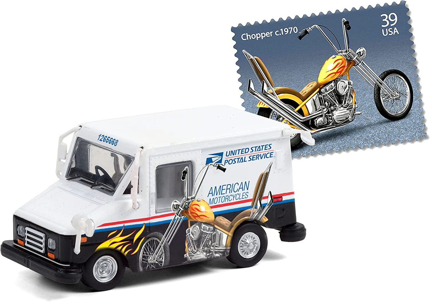 Greenlight 30249 United States Postal Service Long-Life Postal Delivery Vehicle (LLV) - American Motorcycles Collectible Stamps LLV (Hobby Exclusive)