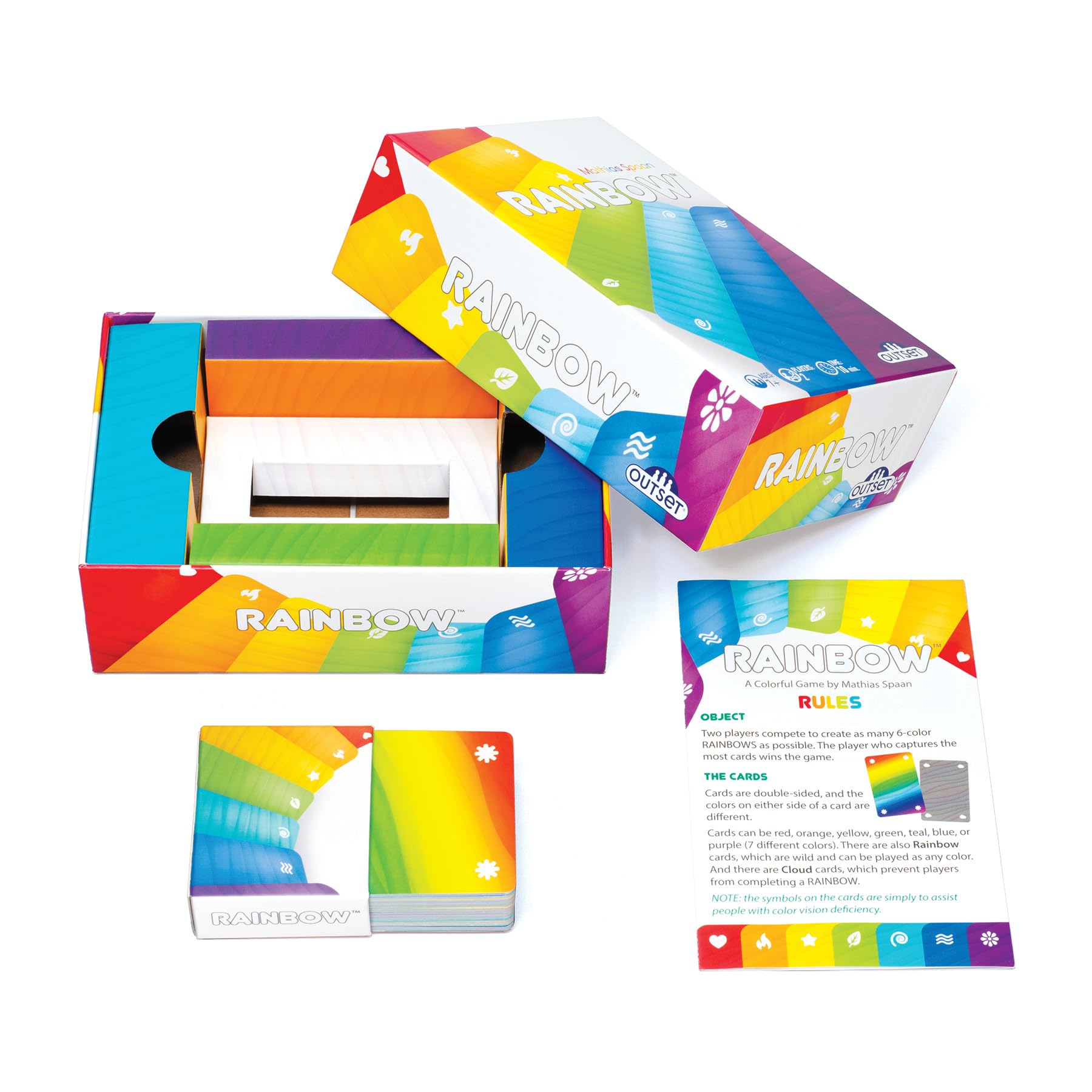 Outset Media Rainbow - A Strategic Two Player Game - Be the First to Create 6-Card Rainbow Sets - Ages 7 and up