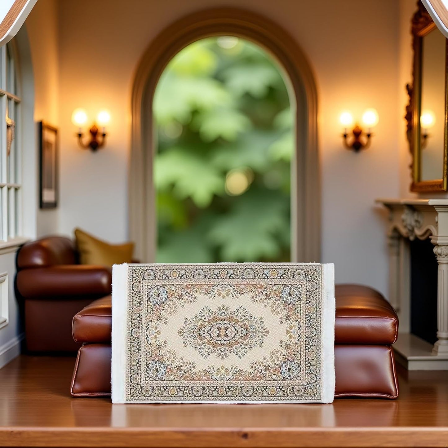 1/12 Scale Dollhouse 10 x 15cm MiniatureWoven Rug, 2026 Upgrade Silk Floor Carpet, Decorative Covering for Dolls House