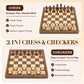 Tobaisaa 15 Inch Natural Wood 2 in 1 Magnetic Chess & Checkers Set