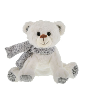 Enesco Kalidou Holiday Teddy Bear with Scarf Plush Stuffed Animal, 8.67 Inch, White