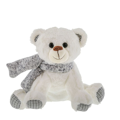Enesco Kalidou Holiday Teddy Bear with Scarf Plush Stuffed Animal, 8.67 Inch, White