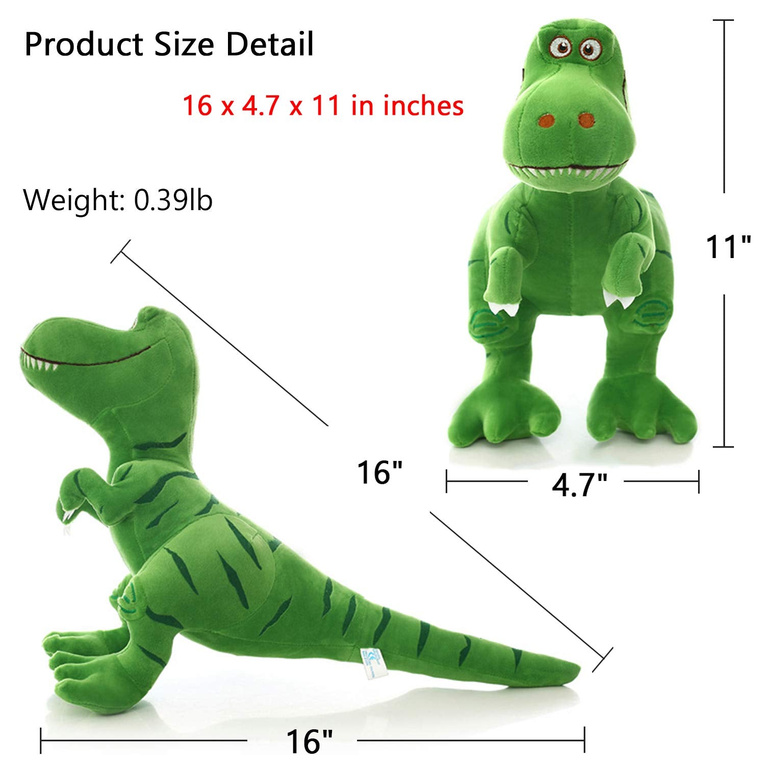 VSFNDB Stuffed Dinosaur Animal Plush Toy 11 Inches Green T-Rex Tyrannosaurus Animal Stuffed Plushies Super Soft Cute Cuddly Pillow Cushion Rex Stuff