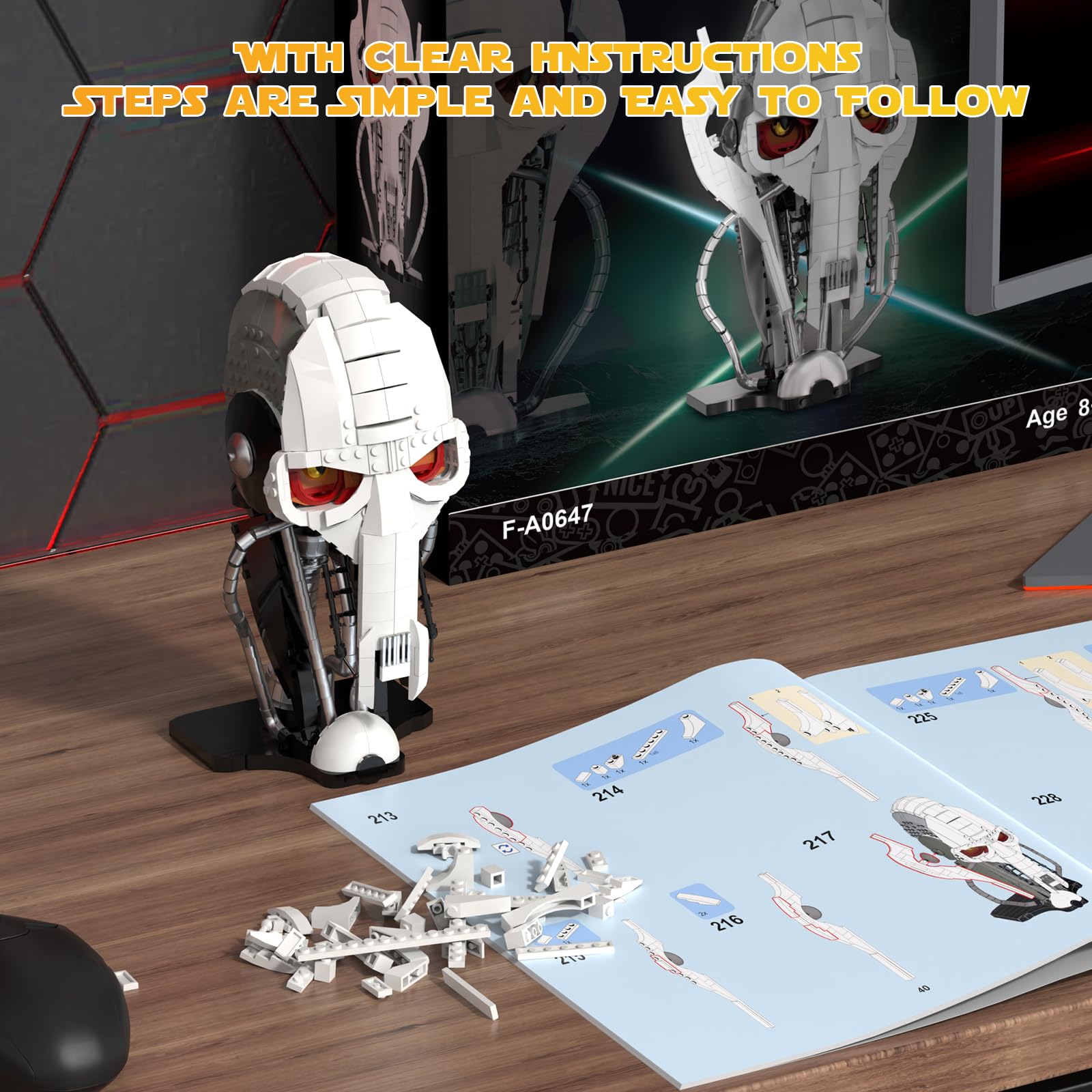 aphpaio General Helmet Building Sets, Collection Space Wars Figures Model with Buildable Display Stand, Perfect for Christmas Toy Gift for Kids Adult