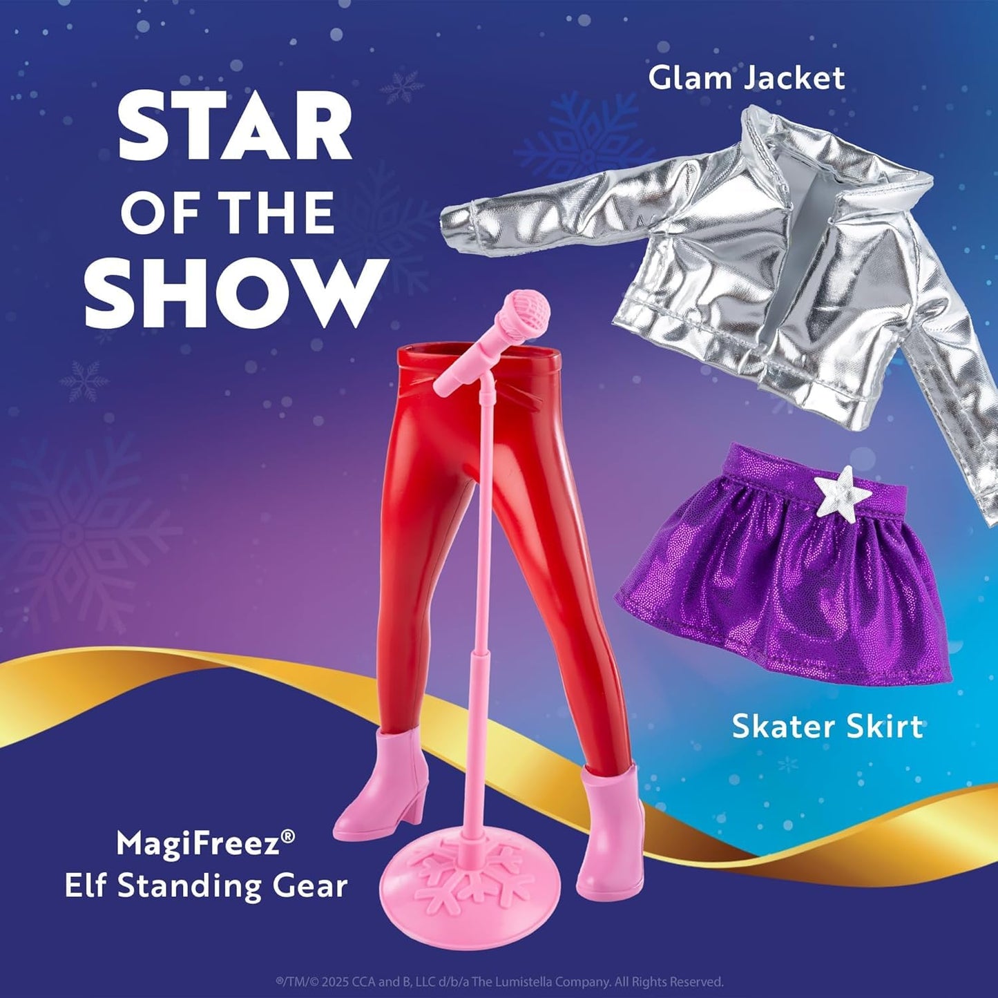 The Elf on the Shelf Blue Eyed Girl Scout Elf with MagiFreez Pop Star with Glam Jacket, Skater Skirt and Accessories