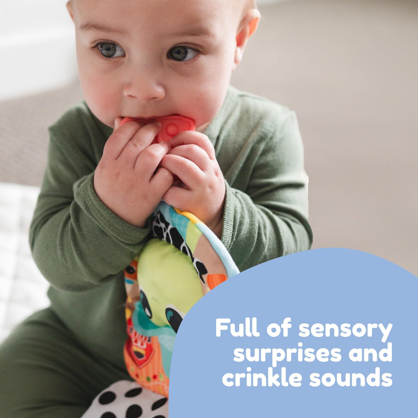 Lamaze Finlee’s Look Book - Interactive Crinkle Book for Sensory and Developmental Play - Clip on for Stroller, Car Seat or Diaper Bag - High Contrast