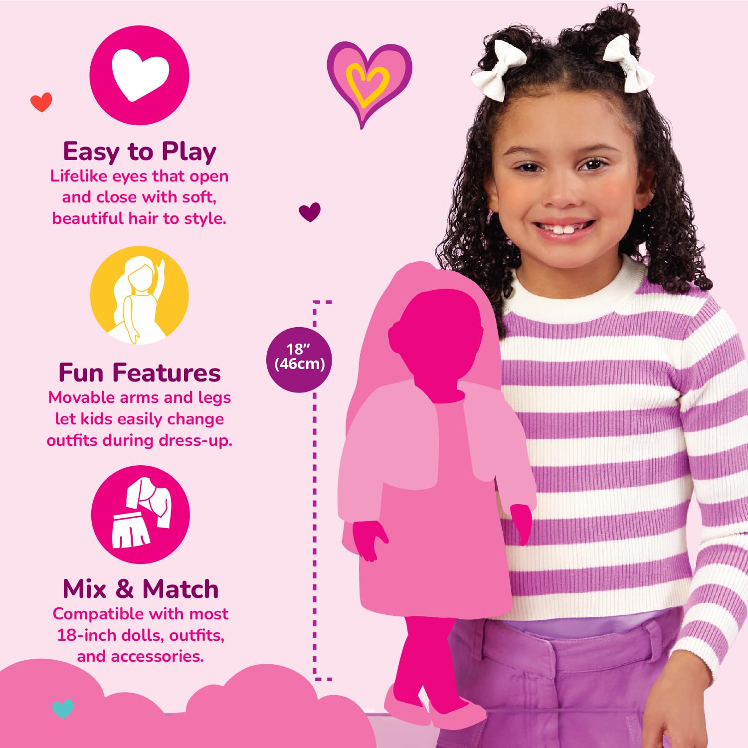 Our Generation - Elara and Lumina - 46 cm Doll & Horse Foal Set - Matching Pink Hair - Accessories for Grooming and Styling - Pretend Play - Toy