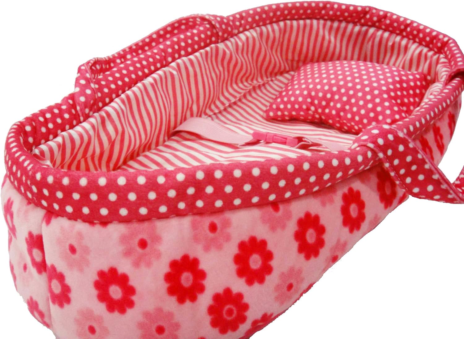 Pink Daisy Doll Carrier Bassinet Bed Carrier & Pillow, 18" | Baby Doll Bassinets, Play Baby Doll Carrier, Doll Baby Carriers, Baby Doll Carrier Bed