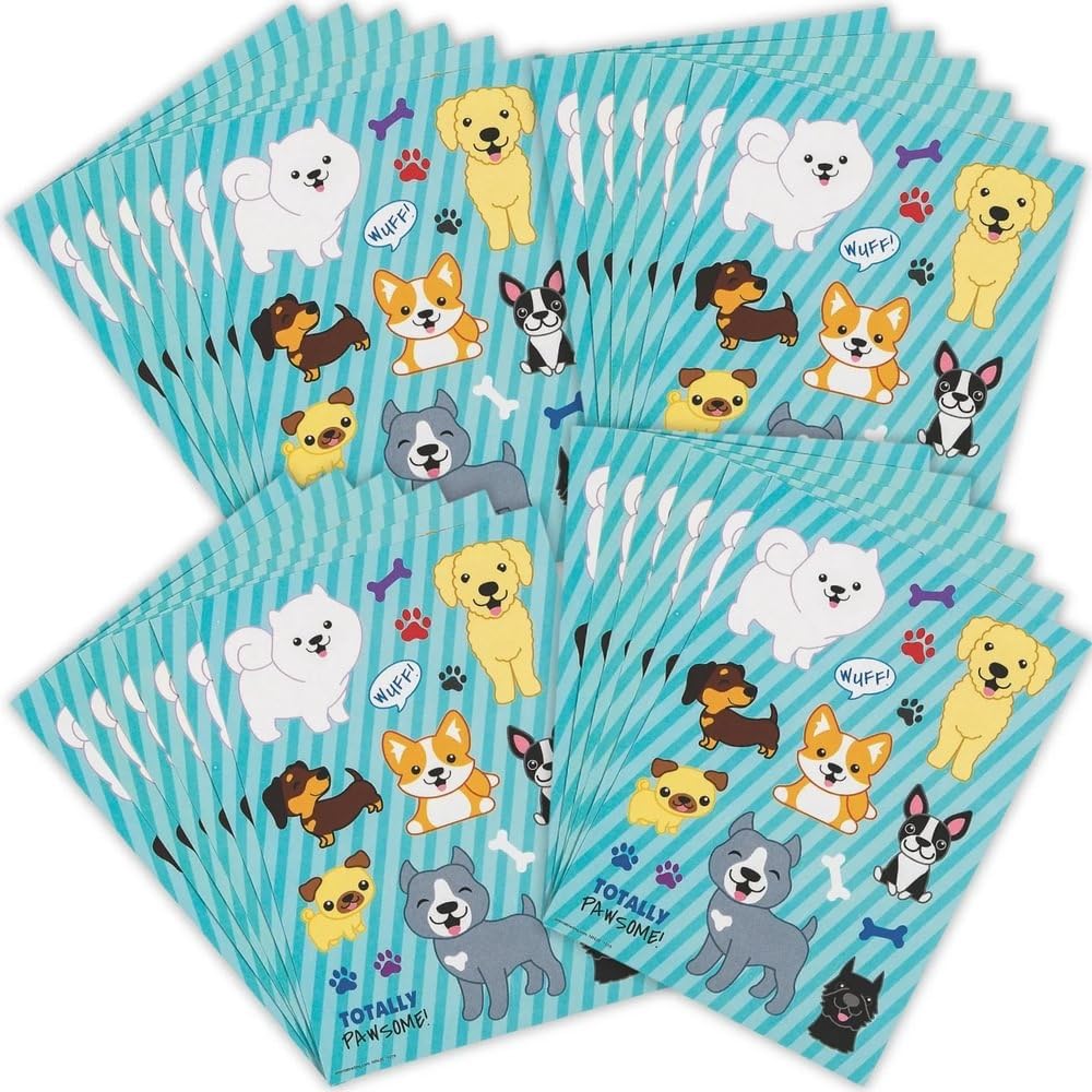 Fun Express Puppy Dog Sticker Sheets - Stationery - VBS Vacation Bible School Supplies/Decor - 24 Pieces