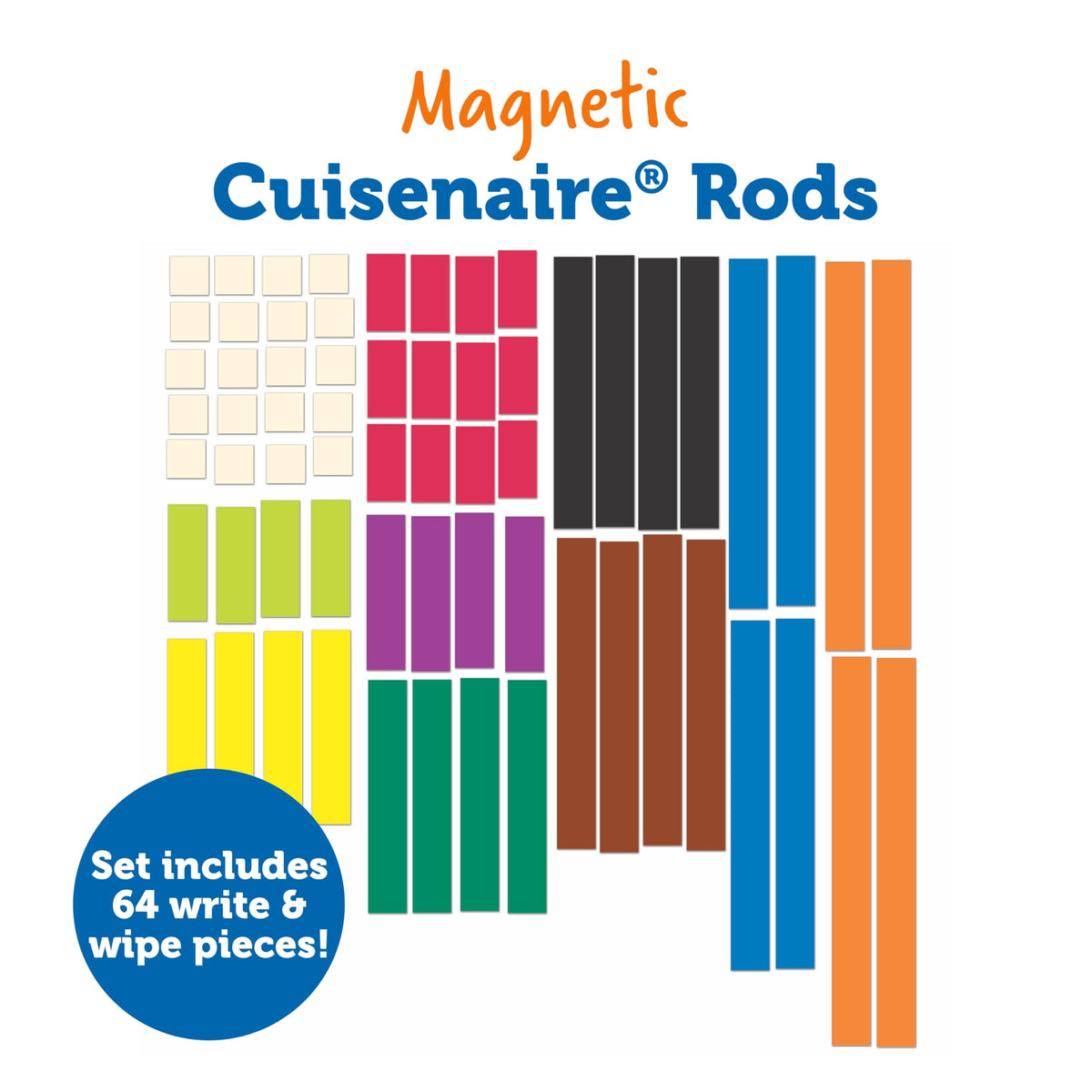 Learning Resources Magnetic Cuisenaire Rods, Early Match Concepts, School Supplies, Multicolor, 64 Pieces