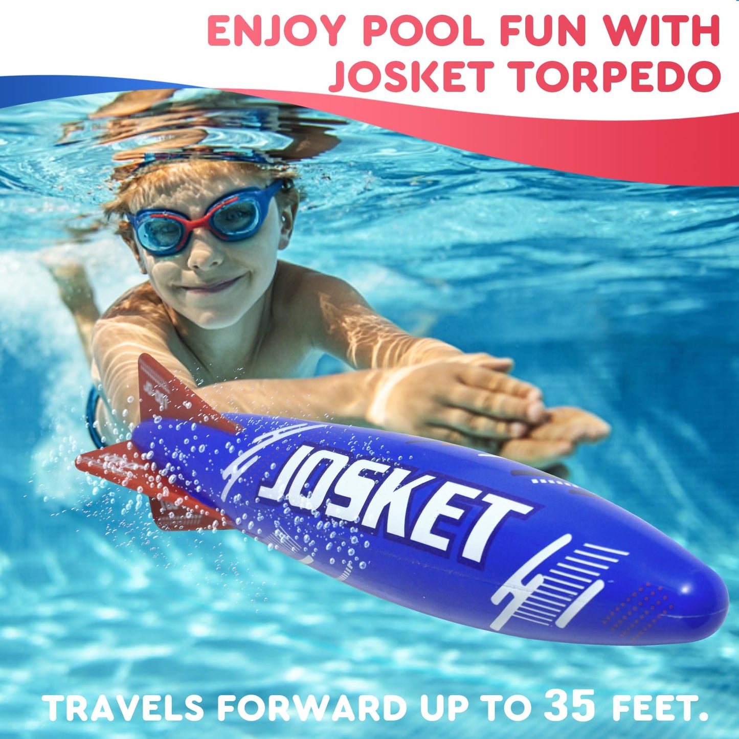 JOSKET 12" Underwater Diving Toys Pool Torpedo Toys Swimming Throwing Torpedo Bandits Water Rockets Training Dive Toys