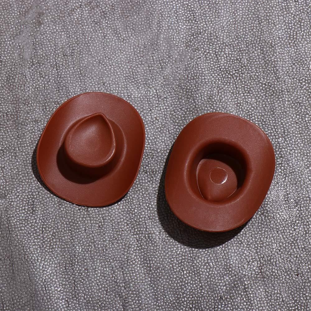 10 Pieces Plastic Mini Western Cowboy Cowgirl Hat Miniature Cute Doll Hat Party Dress Hat for Dollhouse Decoration Creative Gifts, 2.16 x 1.81 inch