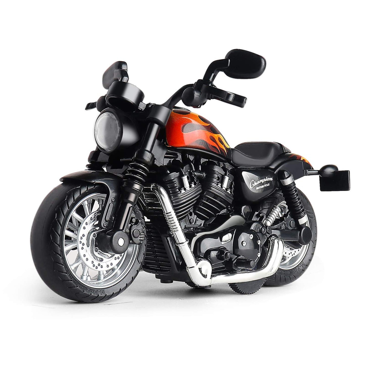 MING YING 66 Mini Toy Motorcycle - Pull Back Toy Cars with Sound and Light Toy,Toy Motorcycles for Toddlers,Motorcycle Toys for Boys Age 3-9 (Black)