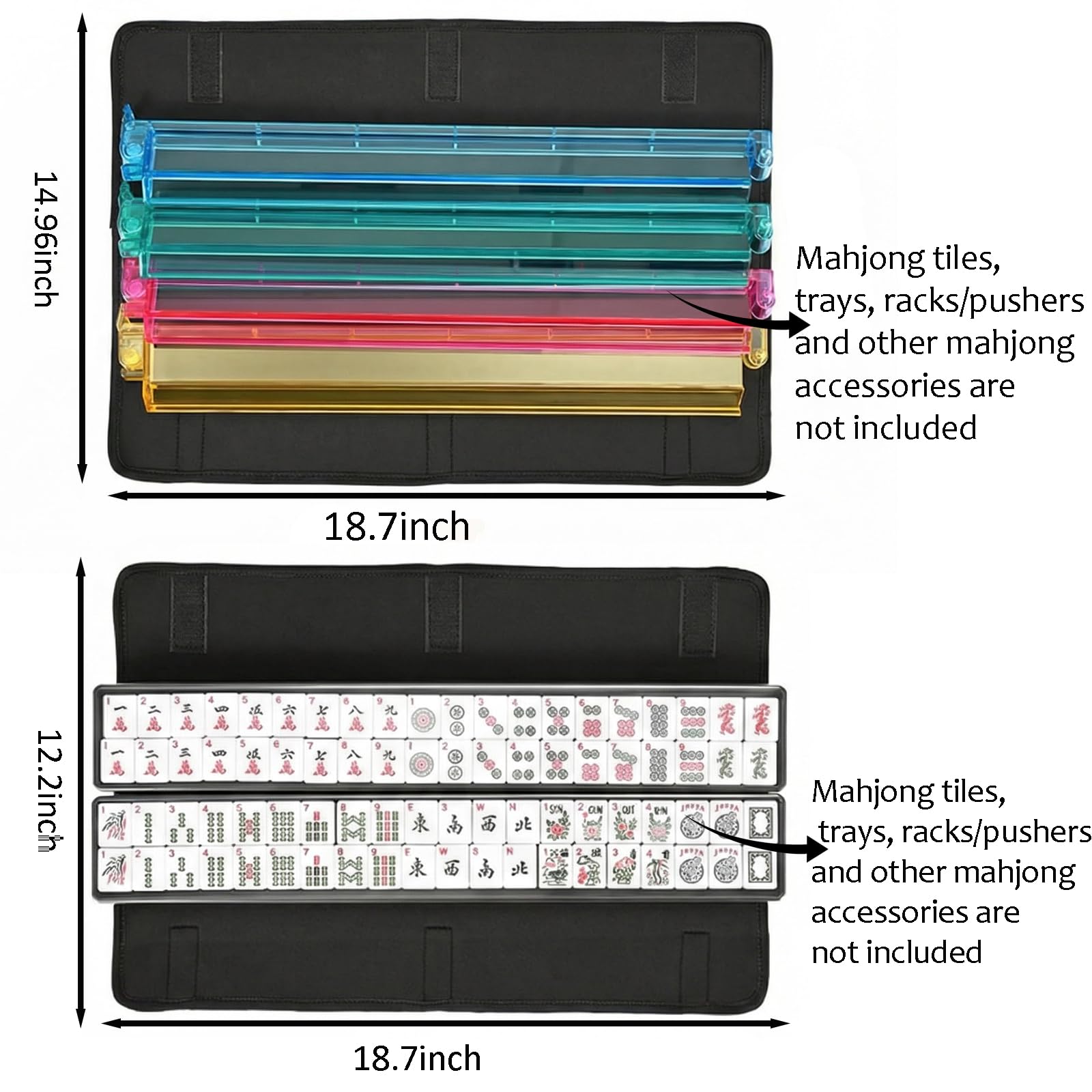 Qonio Mahjong Bags for Tiles and Racks, 20-Inch Racks & American Tiles Fit - Rack Bag, Tile Covers & Accessory Pouch, Travel Portable Tote for Mahjong