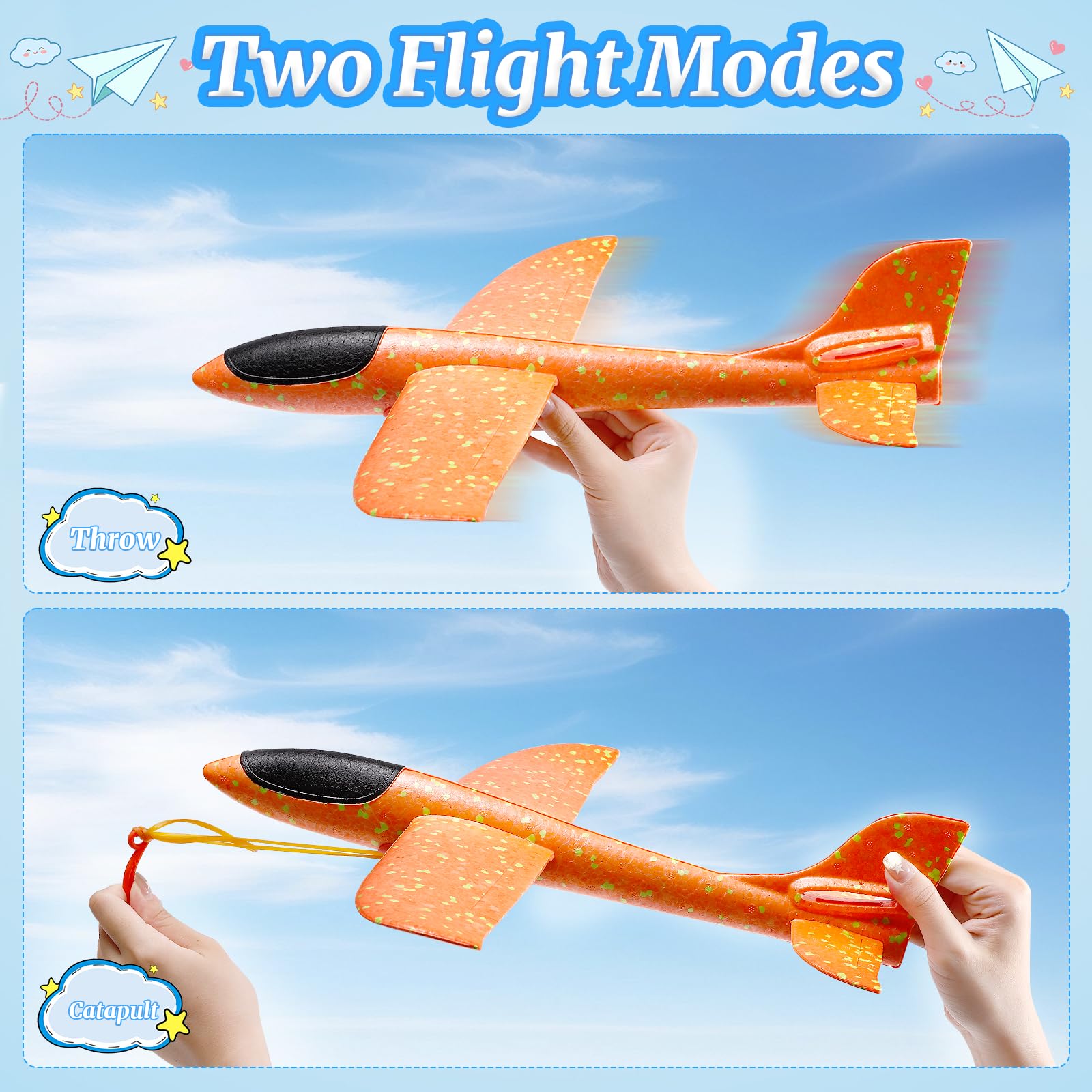 PUREZON Foam Airplane Toys, 4 Pack, 17 Inch, 4 Colors