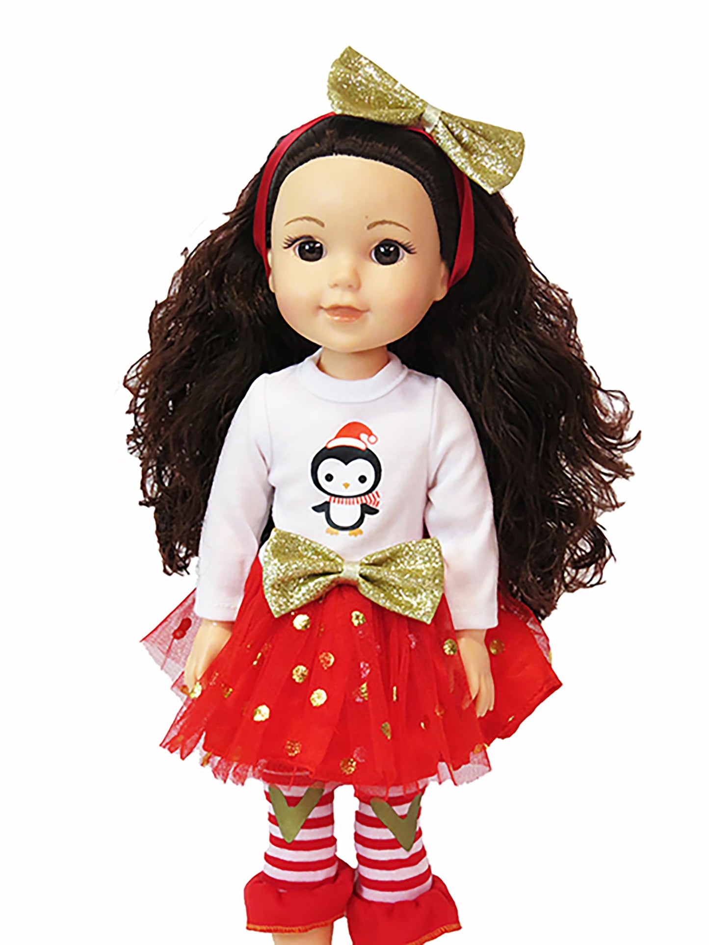 Red & Gold Little Penguin Outfit 3pc for 14-Inch Dolls | Premium Quality & Trendy Design | Dolls Clothes