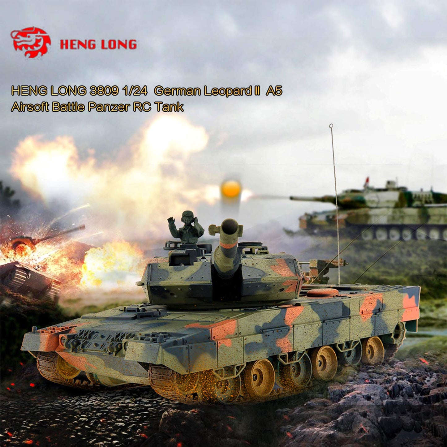 POCO DIVO Leopard IIA5 German Battle Tank RC Military Vehicle 1/24 Scale Model 2.4Ghz Remote Control Germany 2A5 Airsoft Panzer Combat Fight Infrared
