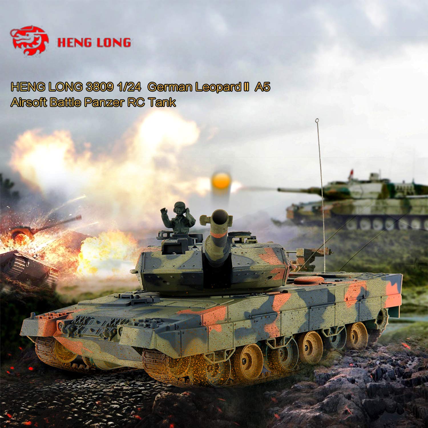 POCO DIVO Leopard IIA5 German Battle Tank RC Military Vehicle 1/24 Scale Model 2.4Ghz Remote Control Germany 2A5 Airsoft Panzer Combat Fight Infrared