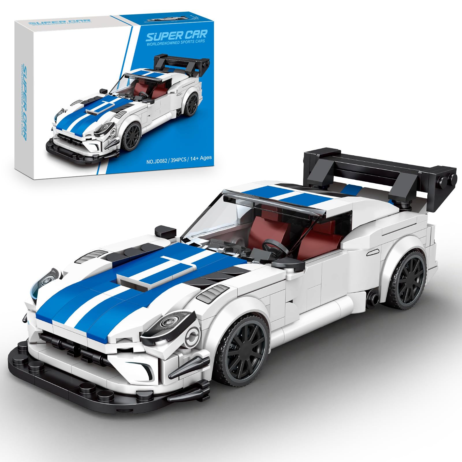 HIGH GODO Sports Car Building Set, Racing Car Decor Model Kit, Cool Collectible Cars Toys Gifts for Adults Teens Age 14+ (394 Pieces)