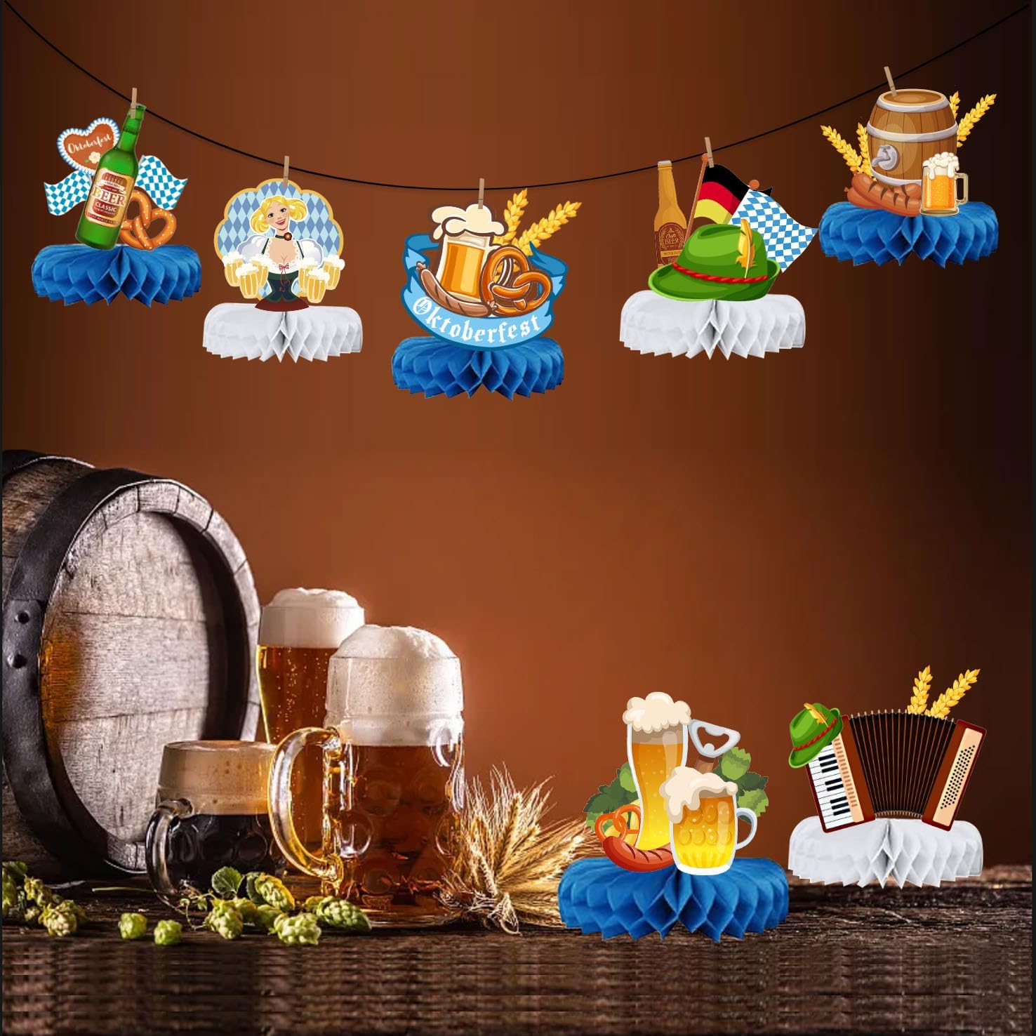 9 Pcs Oktoberfest Honeycomb Centerpieces