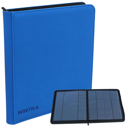 WINTRA 12 Pocket Blue Card Binder, Side Loading Trading Card Collectors Album, Premium Card Holder with 720 Pockets ?Compatible with all standard size