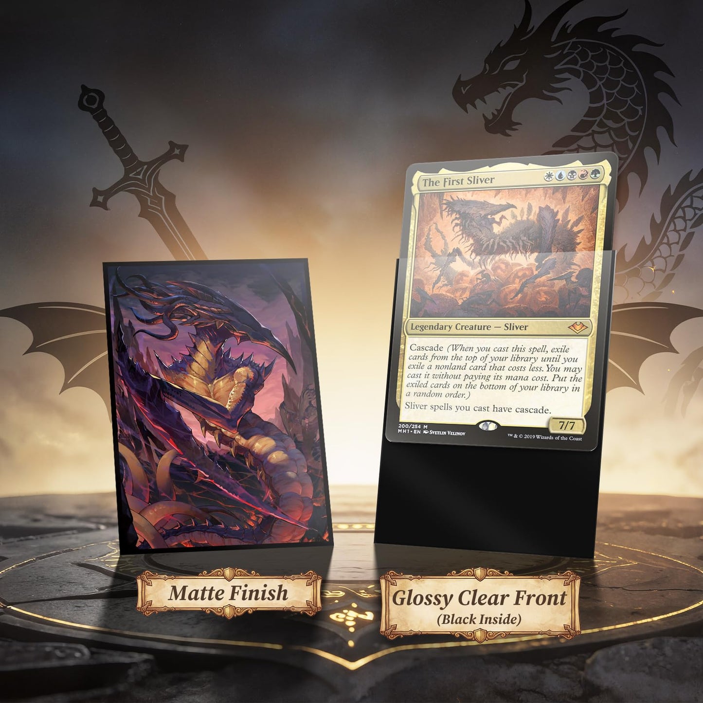 FUNinEDH MTG Card Sleeves - Sliver - 100 CT EDH Commander Sleeves for Magic the Gathering