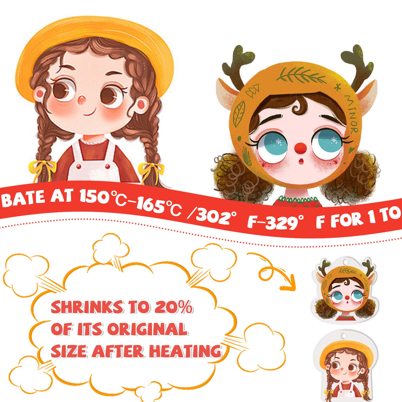 225PCS Shrinky Dink Sheets Keychains Kit,Shrink Plastic Sheets Kit with 25PCS Shrinky Dink Paper,100PCS Keychains and Open Iron Ring for Kids Creative