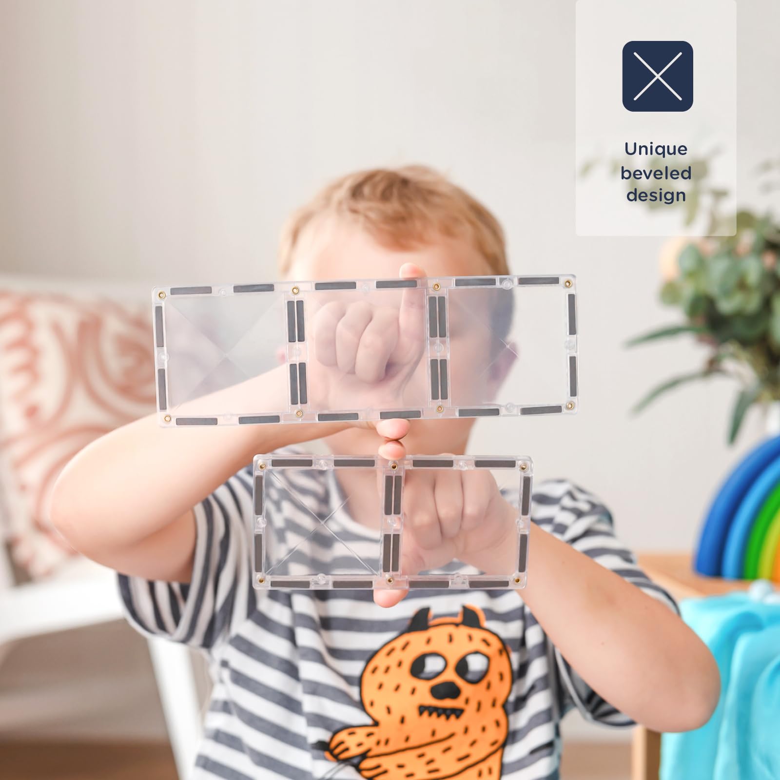 CONNETIX Magnetic Tiles Clear Rectangle Pack, 12 Pieces