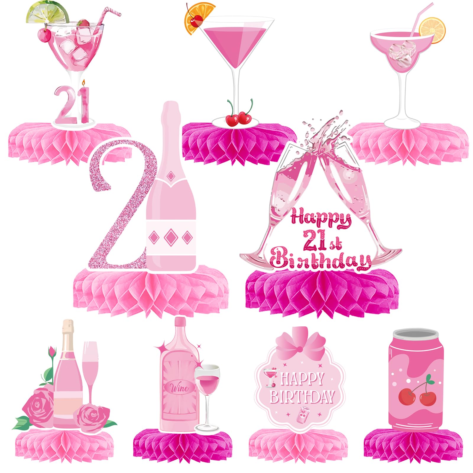 21st Birthday Decorations Pink 21st Birthday Decorations for Her 21 st Champagne Wine Centerpieces for Table