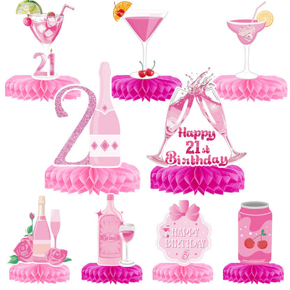 21st Birthday Decorations Pink 21st Birthday Decorations for Her 21 st Champagne Wine Centerpieces for Table