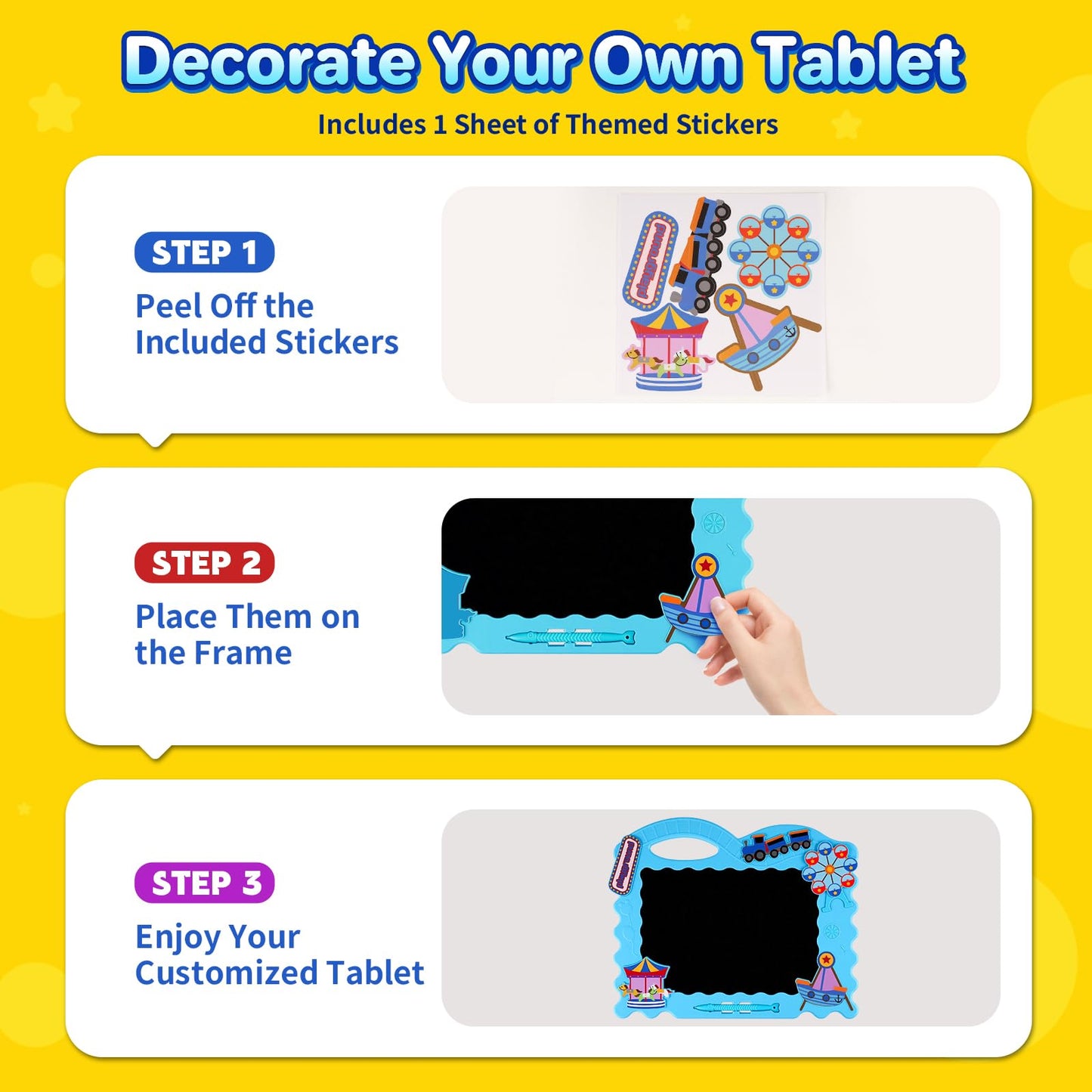 Kiditos LCD Writing Tablet for Kids, 11 Inch Colorful Doodle Board and Drawing Pad for Kids Ages 3-12, Reusable Mess-Free Educational Learning Toy