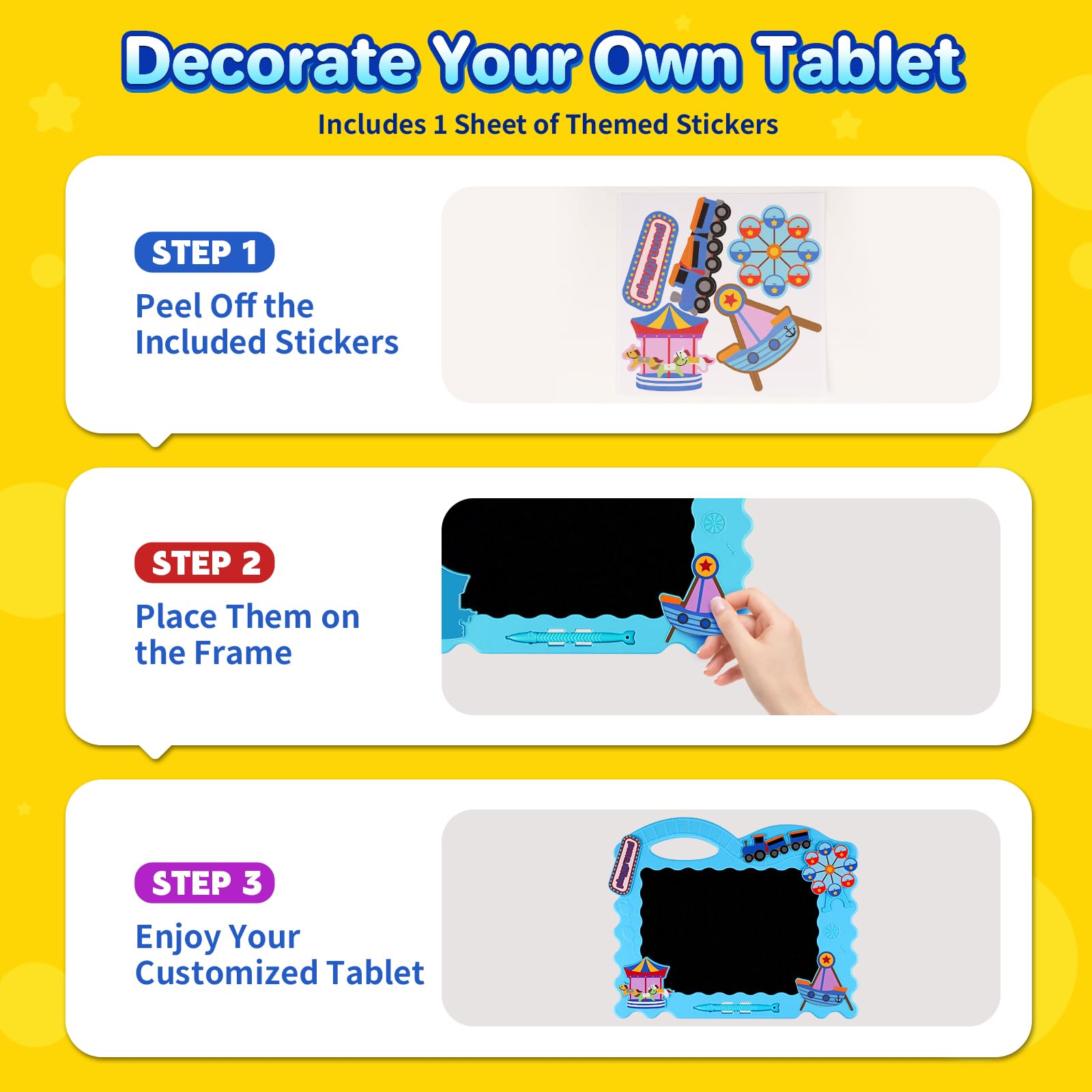 Kiditos LCD Writing Tablet for Kids, 11 Inch Colorful Doodle Board and Drawing Pad for Kids Ages 3-12, Reusable Mess-Free Educational Learning Toy