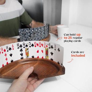 GENIUM GAMES Card Holder For Playing Cards (2) | Hands Free Playing Card Holders Made From High-Quality Mango Wood | Fits up to 25 cards | Ideal