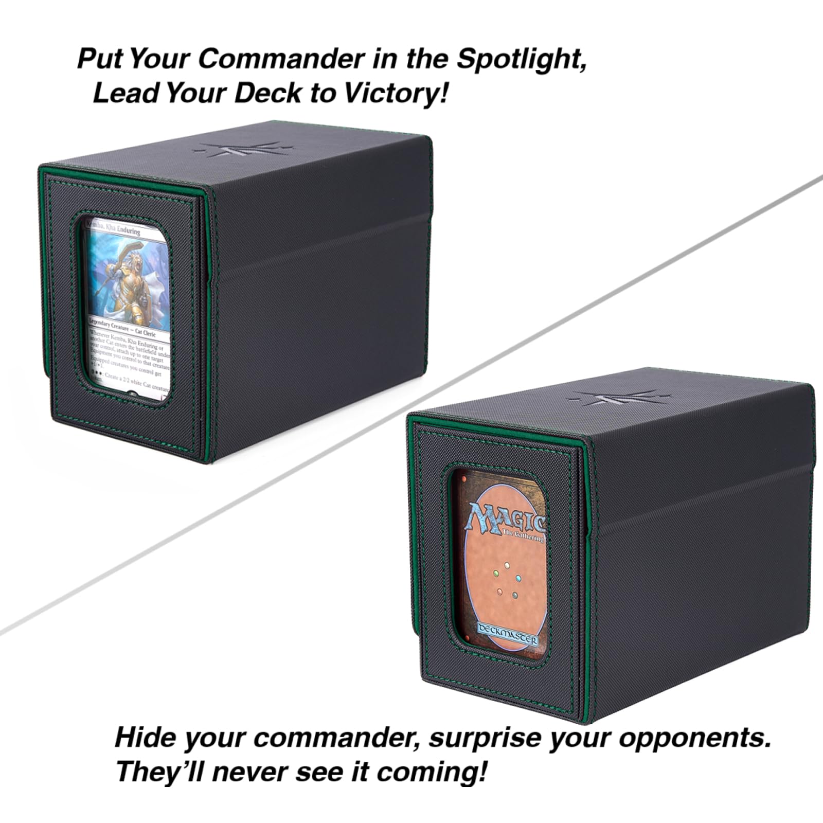 Venssu MTG Deck Box for Commander Display with dice tray,Card Deck Box Fits 160 Double Sleeved /200 Single Sleeved trading Cards, Deck Box TCG with 2