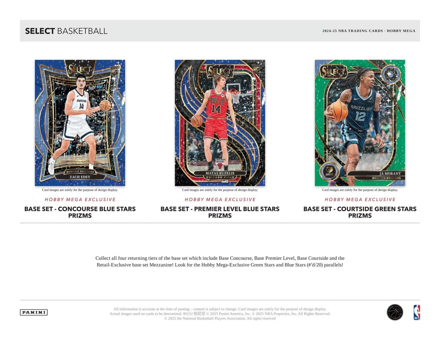 Panini 2024-25 Select Basketball Hobby Mega Trading Card Box (Green & Blue Stars Prizm)