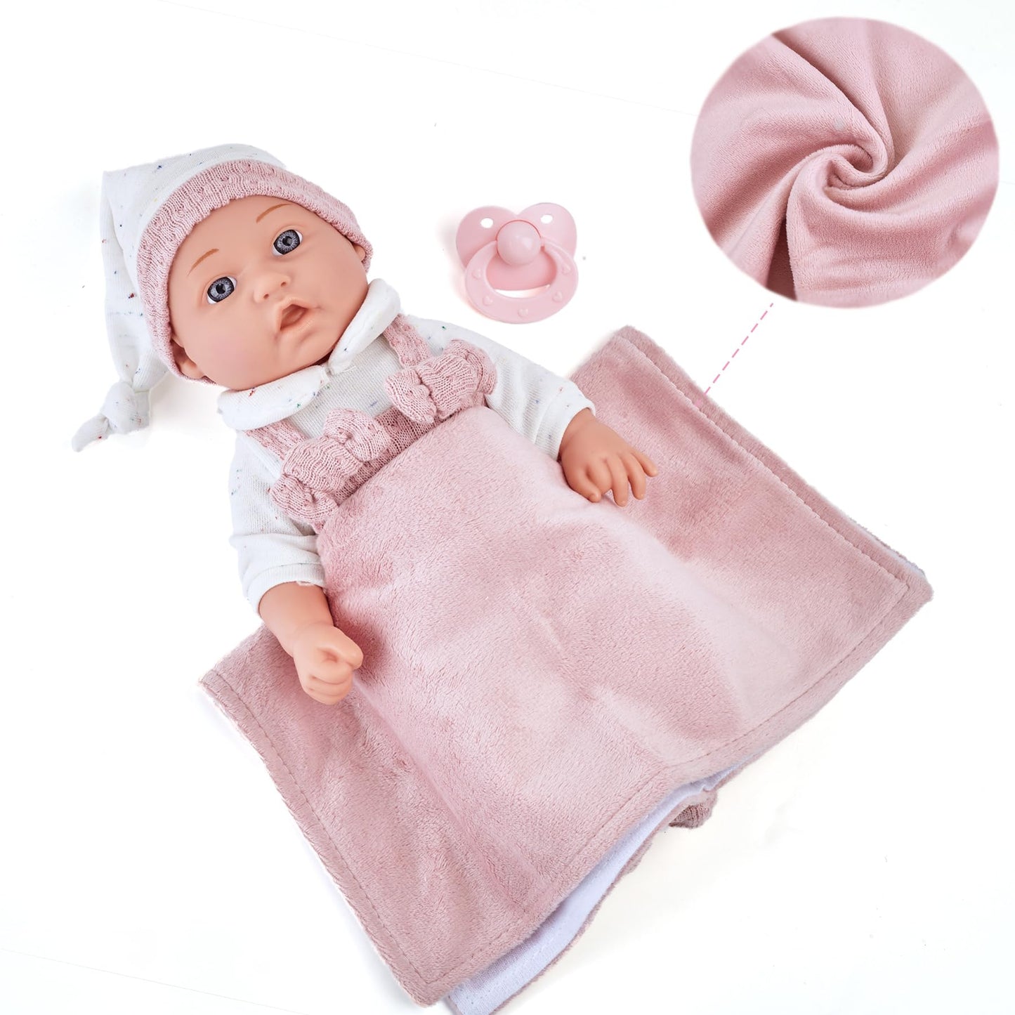 Enjoyin 12" Baby Doll Gift Set with Portable Bassinet Bed, Pink Clothes, Pacifier, Blanket & Pillow - Fun Pretend Play Toys, for Toddler Girls Ages 3+