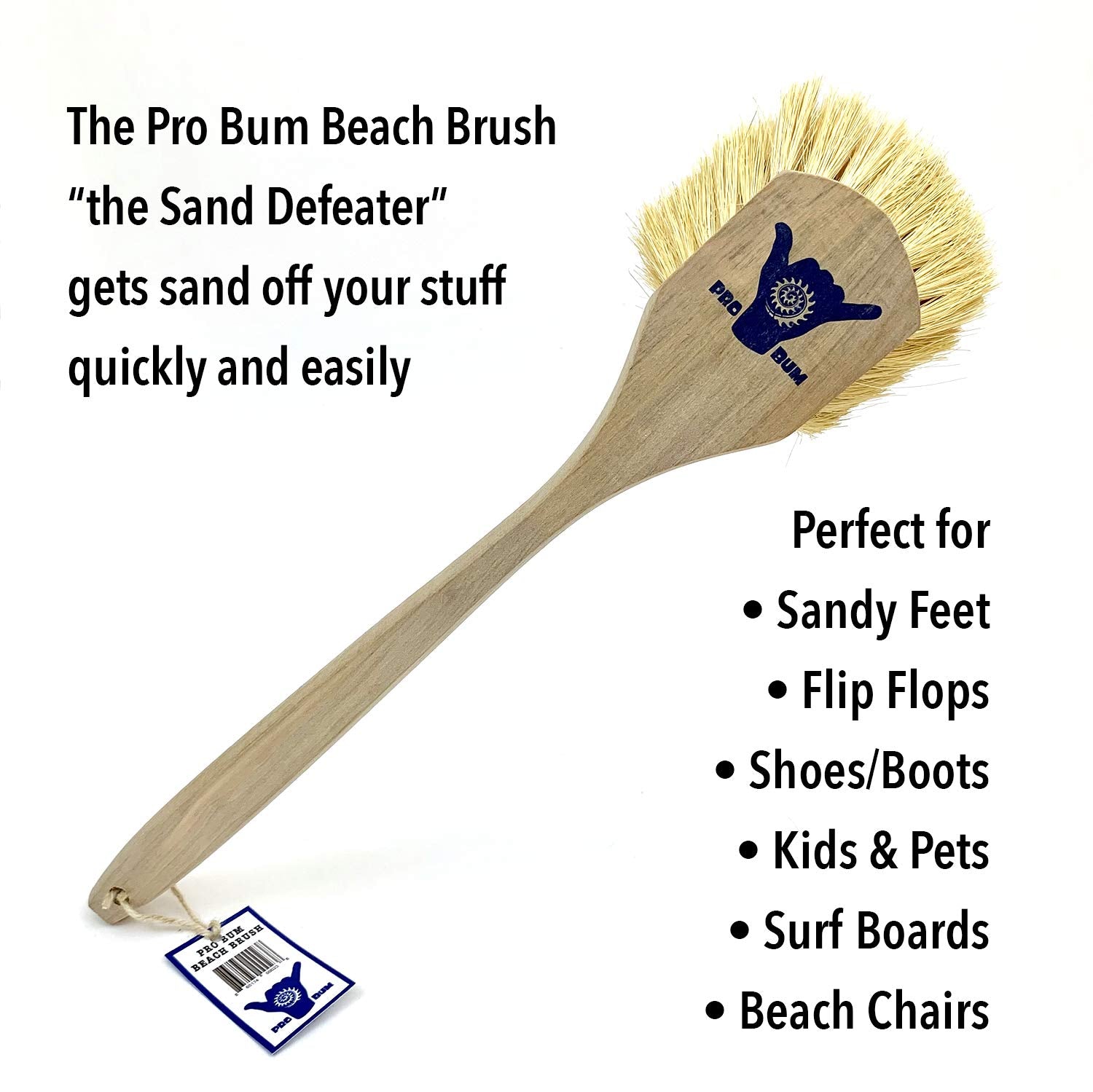 PRO BUM Beach Brush, Cleans Sandy Feet, Shoes, Equipment, Keeps Cars Clean, Zero Plastic, 100% Biodegradable, Vegan, for Surfers, Beach Bums, Men