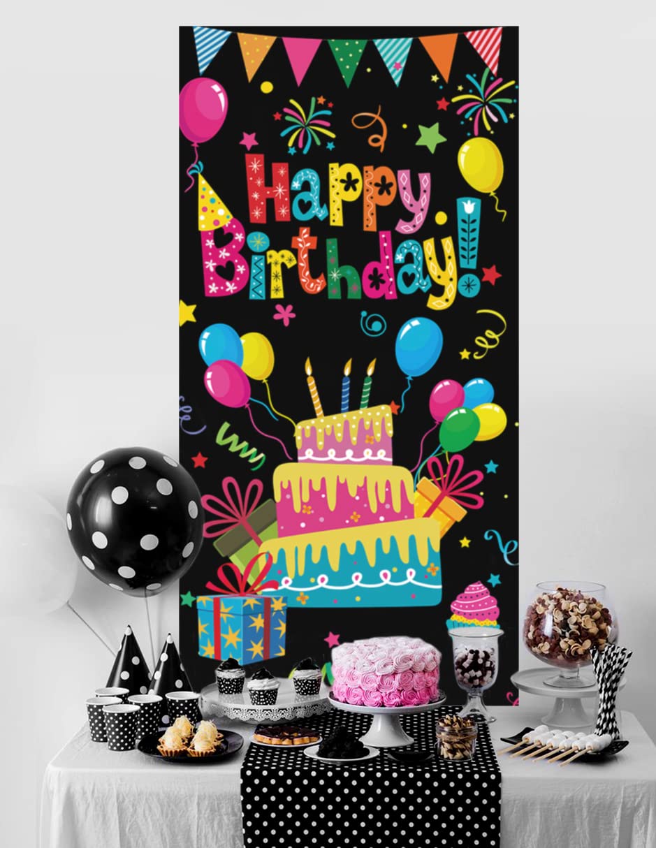 GYA Colorful Kids Birthday Party Door Banner Children Newborn Baby Shower Happy Birthday Background Balloons Candy Bar Gifts Backdrops Kids