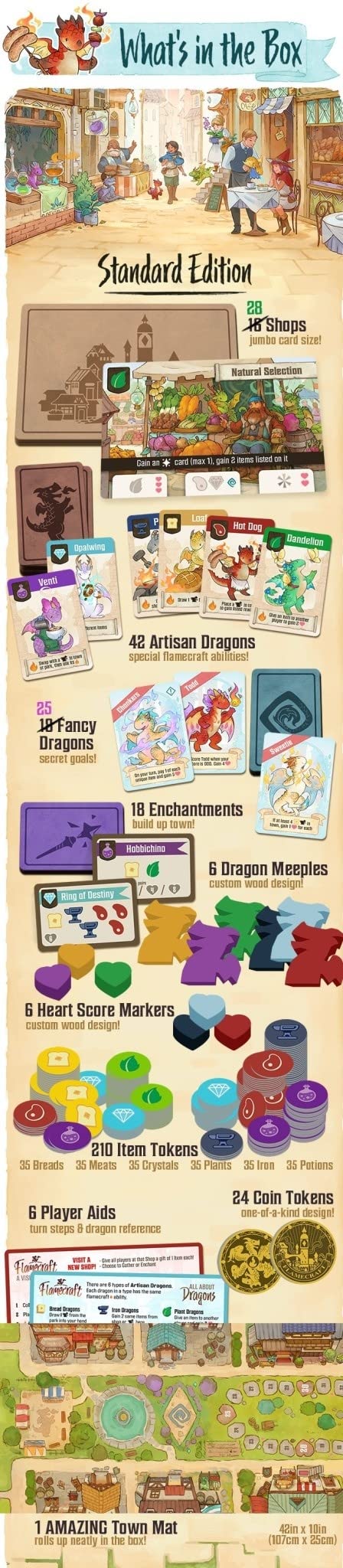Flamecraft (Standard Edition) - A Dragon Placing, Engine Builder for 1-5 Players
